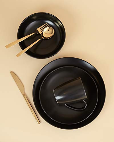 Euro Ceramica Euro Essential Collection Service de table 16 pièces Noir mat