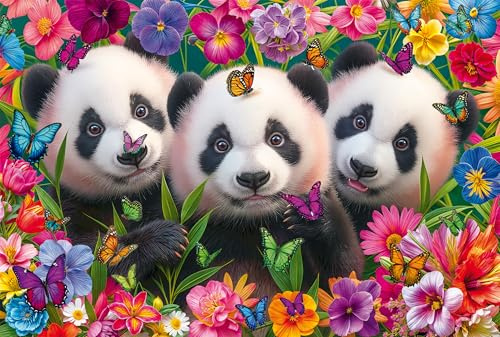 Schmidt Spiele 56578 Panda Trio, 200 bitar Barnpussel av gräsbräda