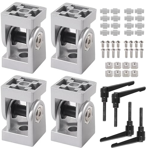 Winkelverbinder Kamtop Gelenkverbinder 4 Stück Gelenk Aluprofil 3030 Nut 8 Einstellbarer Aluprofil Gelenk Verbinder aus Zinklegierung, 180 ° Drehbereich, mit Klemmhebel, Montagezubehör für Aluprofil