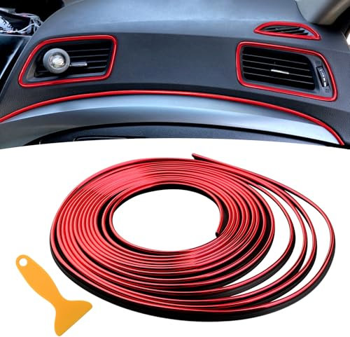 Spurtar Red Car Accessories for Women Men Trim Strips -Car Modifications Dashboard Accessories Interior Decoration Gadgets Red Auto Mods DIY Flexible Strip with Installing Tool, 10M/32.8FT
