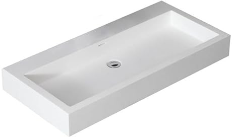 Design Waschbecken Mineralguss Waschtisch zur Wandmontage Gussmarmor Eckig Waschplatz Wandhängend ohne Armaturloch LP4510-0 100cm weiß glänzend
