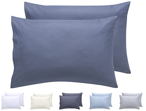 Todocama – Juego de 2 Fundas de Almohada, Microfibra Extra Suave, hipoalergénicas. Juego de 2-50x70 cm Azul grisáceo