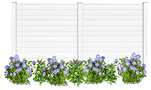 GOPLUS 2-teilig Gartenzaun, Dekorative Sichtschutz mit 3 Heringen, Für Mülleimer & Klimaanlagen, Freistehender Zaun für Garten, Hof, Terrasse, Einfache Montage, Weiß