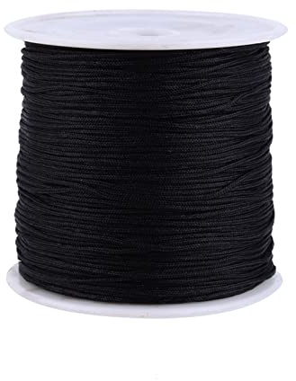 Tyenaza Coda di Topo Cordoncino, 100m x 0,8mm Filo Cerato Corda di Nylon, macramè, Shamballa, Filo Nero per Perline, macramè, Creazione di Gioielli, Cucito