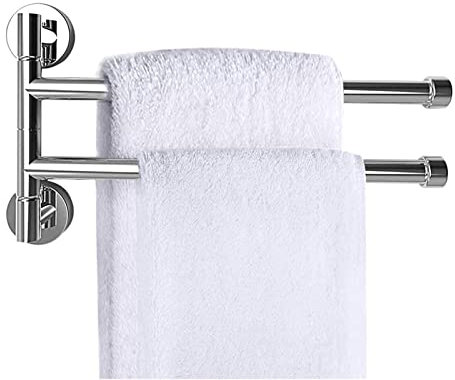 Portasciugamani bagno da parete Silver Doppia Asta Girevole 180 35Cm 01921