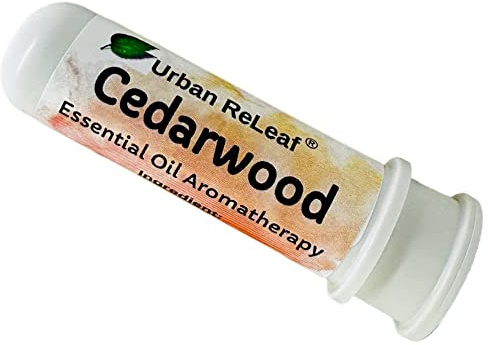Urban ReLeaf Cedarwood Essential Oil Aromatherapy Nasal Inhaler — Pure Undiluted Thuja Oil, Easy Open Snap Top. Made in USA. Alcohol-Free. No Mess. Pocket Size.