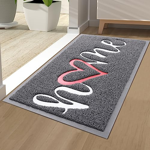 Homaxy Home Door Mats Indoor, Dirt Trapper Doormats, 40 x 60cm, Grey | Non-Slip, Low Profile, Easy Clean, for Indoor, Entrance, Patio, Front Back Door, Floor mat, Entrance Rug