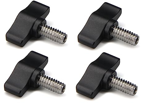 Befenybay 4 Stück 1/4-20 x 1/2 Rändelschraube Edelstahl Standard/Grobgewinde Schwarz Aluminium Knopf