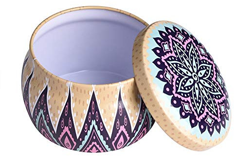 ANKROYU Aufbewahrungsbox aus Blech, Kaffeedose mit Deckel, 200g Füllvolumen Teedose, nationalen Stil Bonbondose, Metall Dose für Kerzen Süßigkeiten