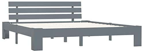 Higsose Massivholzbett Grau Kiefer 180x200 cm Bettrahmen Bed Frame Bettgestelle Bettrahmen Paletten Bett Daybed Metallrahmenbett Bettrahmen & Lattenroste