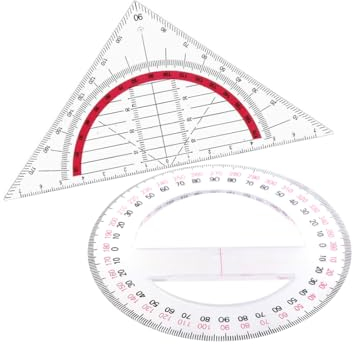 SULIUDAJI 1 STK Winkelmesser, 1 STK Geodreieck, Lineal Ruler aus Kunststoff Durchsichtig Rrotractor Bruchsicher Büro Mathe Schulset Schreibwaren für Studenten Kinder