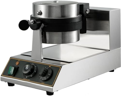 MAXCBD Round Waffle Maker 1100W Commercial Electric Nonstick Oven 180° Rotating Home Double Side Plate Cake Muffin Baking Machine