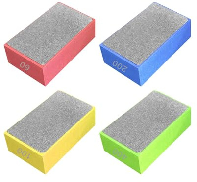 4 Pezzi Tamponi Diamantati per Lucidatura a Mano, Blocchi Abrasivi per Macinare il Calcestruzzo, 60#, 100#, 200#, 400#