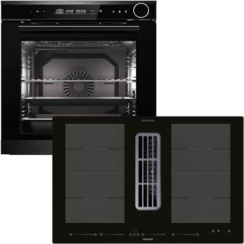 Oranier Dampf Einbau-Backofen Set EBD830 autark 14 Funktionen & Flächen-Induktion 80 cm mit Dunstabzug KFA690-4 Kochzonen & Multi-Slider-Steuerung