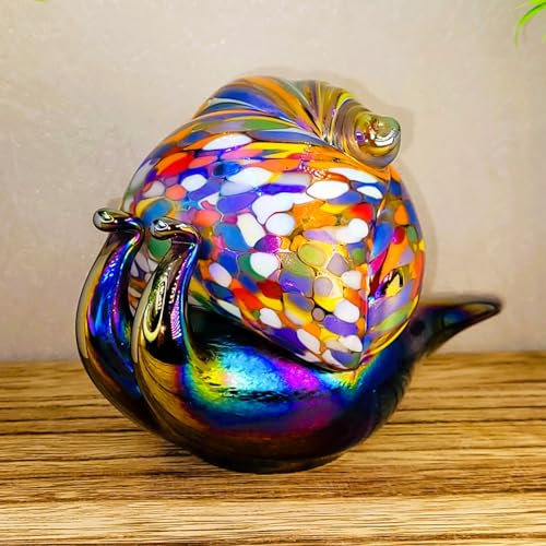 Neo Art Glass Snail Figurine Collectibles Iridescent Hand Blown Animal Ornament Home Decor Collectible Glassware