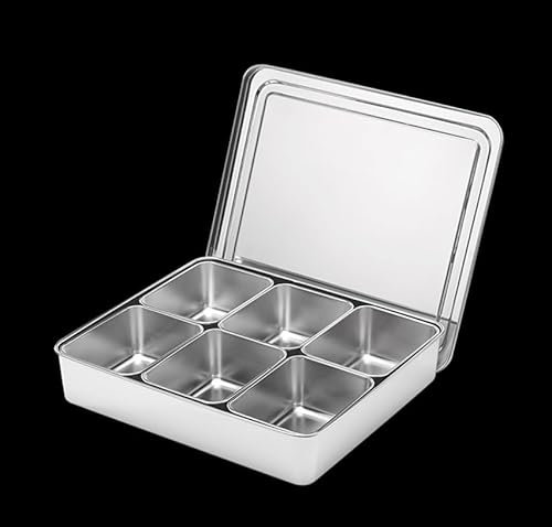 Luminexia Seasoning Box Set,Spice Container,Spice Jar,Stainless Steel Seasoning Box With Lid And Holder Tray,2/4/6/8 Compartments Rectangle,Kitchen Utensils,for Kitchen Condiment Storage