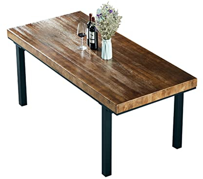 Computertisch, einfacher Bürotisch aus Massivholz, Computertisch, Tischplatte 5 cm dick, Küchen-Esstisch, mit stabilen Tischbeinen aus Schmiedeeisen, einfach zu montieren (einfarbig, 160 x 70 x 75 c