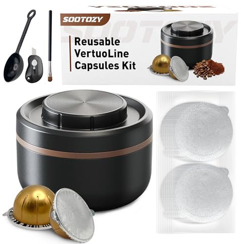 Reusable Vertuo Pods Kit for Nespresso, Reusable Vertuo Capsule for Nespresso with 100PC AL Foil Seals Lids, Refillable Coffee Pods for VertuoLine Compatible with Nespresso VertuoPlus Espresso Machine