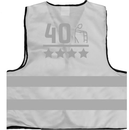 40 Geburtstag Geschenk Gehilfe Warnweste BZW. Signalweste mit reflektierendem Aufdruck - Größe L/XL, Weiss