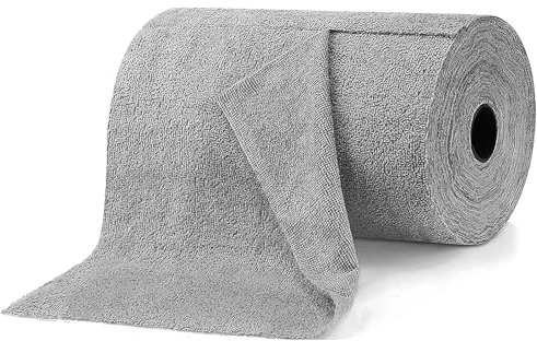 Disposable Microfiber Cleaning Cloth Roll - 2 Rolls Reusable Hand Tear Cloth for Kitchen and All Purpose Hand Towel - 40 Count Total (Gray)