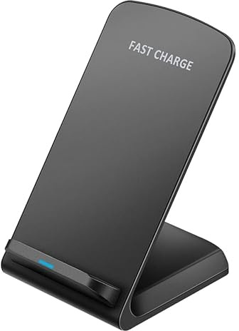 2025,15W, Fast Wireless Charger Stand [Qi Certified], Compatible with iPhone 16 to 11 Pro X XS Max XR Compatible with Samsung S24 to S10, Dock Station Phone Holder, Black