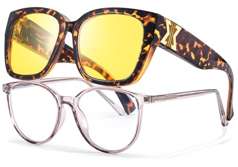 LVIOE Womens Night Driving Over Glasses Polarised TAC Lens Anti-Glare Headlight for Safe Foggy & Night Driving, Polarised for Enhanced Visibility
