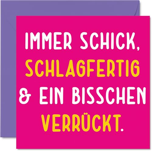 Stuff4 Geburtstagskarte Lustig Frau, Bisschen Verrückt | Lustiger Alles Gute Zum Geburtstag Karte für Mama Oma Tante Schwester Freundin Kollegin 145mm Unhöfliche Scherzen