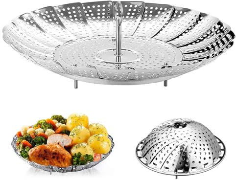 Aruicheng Dampfgarer Einsatz Dampfeinsatz für Topf Dünsteinsatz Faltbarer Dämpfeinsatz Edelstahl Gareinsatz für Töpfe Dampfkorb Dampfeinsatz