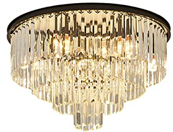 CuNtoHHH Lampada da soffitto Moderna in Cristallo Multistrato, Lampada a Sospensione a LED di Lusso per Villa, Hotel, Soggiorno, Sala da Pranzo, Isola Cucina, Nero, 60 cm