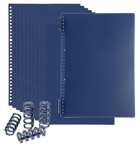 PATIKIL 12 Pack Couvertures de reliure, A4 (11,8x8,5 pouces) 22 Mil Feuilles de couverture en plastique avec peigne de reliure pour présentation de rapports de livres, bleu foncé