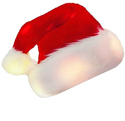 Generic Herren Weihnachtsmütze Nikolausmütze Plüsche Weihnachtsmann Mütze mit Licht Rote Santa Mütze für Weihnachtsfeier für Herren/Damen (Beige, One Size)