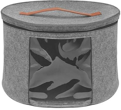 SIIENNA Hutschachtel Hut-Aufbewahrungsbox aus Filzmaterial, tragbare Kleidung, Schal, Kinderspielzeug, staubdichter Aufbewahrungskoffer, faltbarer Organizer for Zuhause, Reisen FüR HüTe(Gray)