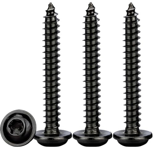 Drenky Vis à Tôle Autoperceuses M4x30mm,50 Pièces Vis Autoforeuse Torx avec Rondelle Acier Inoxydable A2 V4A Noir Vis Bois à Tête Bombée Plate Dureté élevée,Entièrement Fileté
