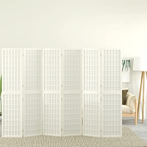 ShGaxin 6-TLG. Paravent Japanischer Stil Faltbar 240x170 cm Weiß, Raumteiler, Trennwand, Sichtschutz, Room Divider, Umkleidekabine, Raumabtrennung, Raum Teiler, Faltwand - 352090