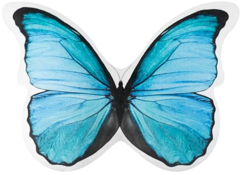 JWH 3D Butterfly Shaped Throw Pillow Decorative Soft Accent Pillow Animal Cushion with PP Cotton Filling for Bed Car Couch Chair 13x18 Inch Blue Morpho