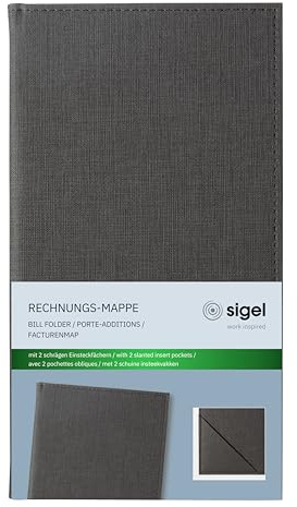 Sigel RM101 fakturamapp, antracit med ädel linnestruktur, slitstark och lätt att torka av, 23 x 13 cm