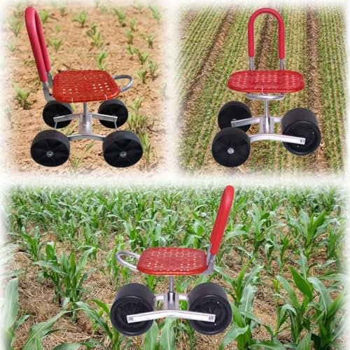 SJFJJKD Rollbarer Gartenhocker, rollender Gartenwagen, Flexibler Grad drehbarer Gartensitz, rollender Garten-Arbeitssitz, robuster Rahmen, große Räder für den Garten, Hof, Außenbereich (2 Räder x 1)