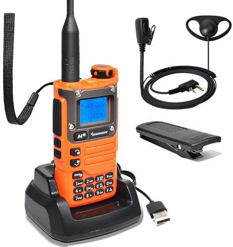 Quansheng UV-K5 (8) VHF UHF tragbare Walkie Talkie FM NOAA UV-K6 Funkgerät für Outdoor-/Lager und Logistik/Navigation/industrielle Produktion (Orange, mit D-förmigen Ohrhörern)
