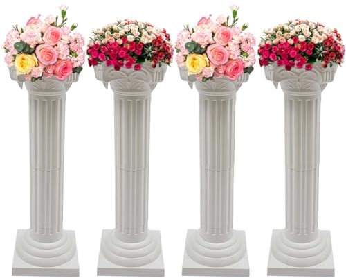 Wedding Roman Column Pillars Decorative Pedestal Stands for Events, Parties, and Plant Displays - Floral Pot Columns for Decoration