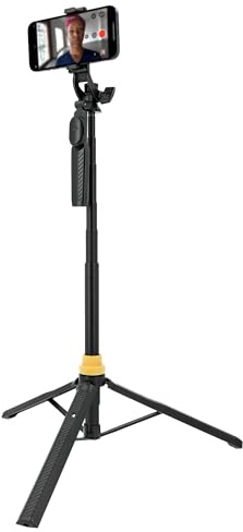 ayex Treppiede per selfie 160 cm Bluetooth telecomando supporto per cellulare 3 vie, attacco da 1/4 pollici per smartphone, fotocamera Vlog viaggio