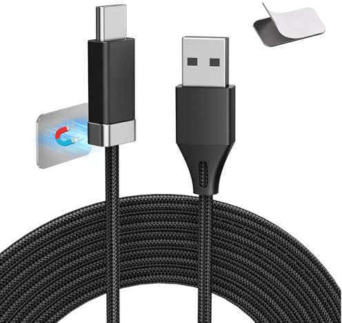 Magtame Staycable USB till USB C-kabel med magnetisk hållare, 5 FT/1,5 m USB A till typ C laddare sladd flätat, snabbladdning och skrivbordskabel hantering kompatibel med i-Phone 15 16 Pro Max