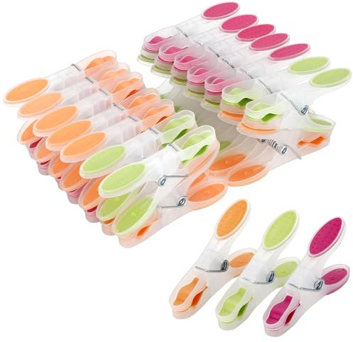 Romon 30 Pezzi di Mollette Bucato Multicolore, Supporto per all'Aperto in Plastica per Asciugamano da Spiaggia Antivento per Asciugamani e Vestiti