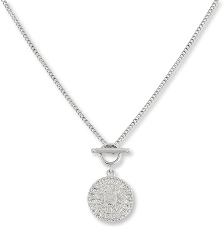 Halsband Sol – Vattentätt Halsband för Kvinnor i Silver med Solhänge av 316L Rostfritt Stål i Silverfärg – Justerbart (45 cm – 50 cm)