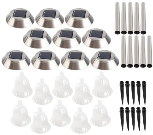 YULEESIYIP 10 pacchi luci da giardino solare in acciaio inossidabile percorso bianco a led lampada decorazione giardino paesaggio illuminazione patio giardino passerella