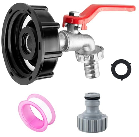 1/2” Leak-Proof Brass IBC Tank Valve – for S60x6 Water Storage Tank Tap Tank Garden Hose Connector Replace Valve Fitting Parts