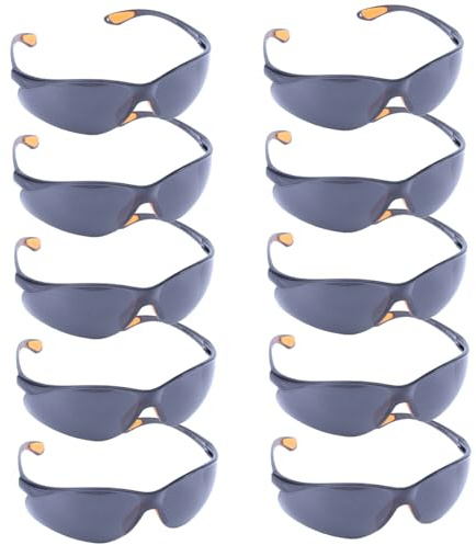 CGTQROVR 10Pcs Safety Glasses Protective Windproof Eye Protection Glasses Dustproof Lightweight Comfortable Tinted Safety Goggles for Construction Site Industry Workshop