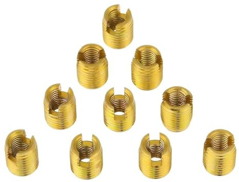 Gewindeeinsatz, Gewindereparatureinsatz, Gewindereparatureinsatz, 10 Stück M3 bis M12 Gewindeeinsätze aus verzinktem Edelstahl, Gewindereparatureinsatz aus Metall, selbstschneidende Schlitzschraube,(M