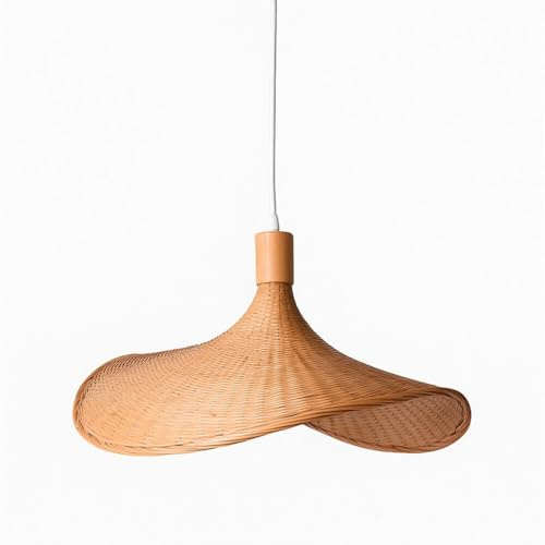 B·LED BARCELONA LED Lámpara de Mimbre Colgante Bellas – Diseño Artesanal Estilo Sombrero | Lámpara de Techo Decorativa Natural para Comedor, Salón o Local | Compatible con Bombilla E27 (No Incluida)