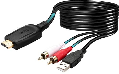 UNSTINCER HDMI Extractor ARC auf Cinch RCA Audio Konverter CEC, Kabel 110cm