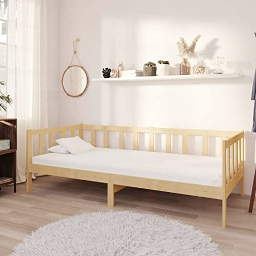 Mimdixy Bett Gestell Bettrahmen, Tagesbett mit Matratze 90x200 cm Kiefer Massivholz für Schlafzimmer Und Gästezimmer